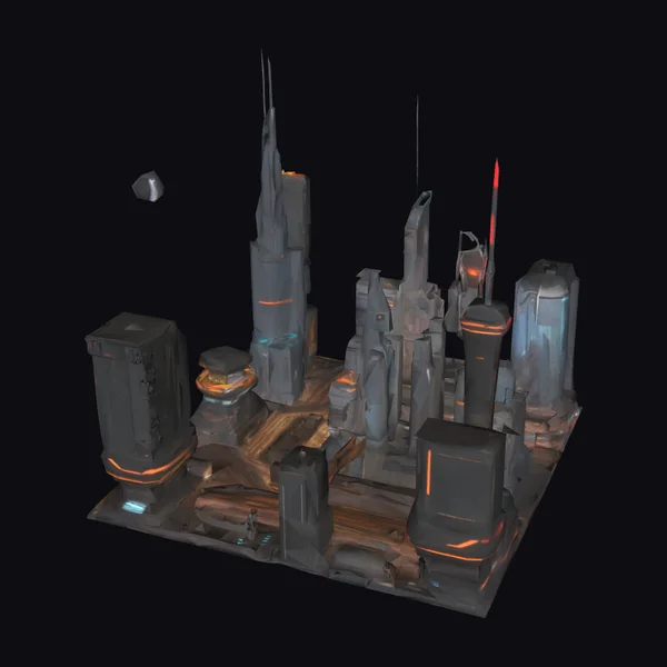 Futuristic City Skyline Diorama