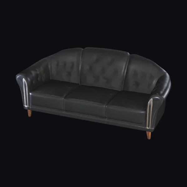 Black Leather Art Deco Sofa