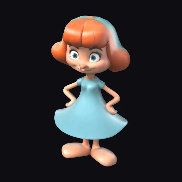 Cartoon Girl in Blue