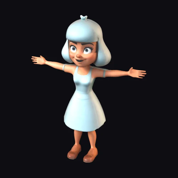 Cartoon Girl in Blue