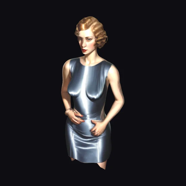 Woman in Satin Dress