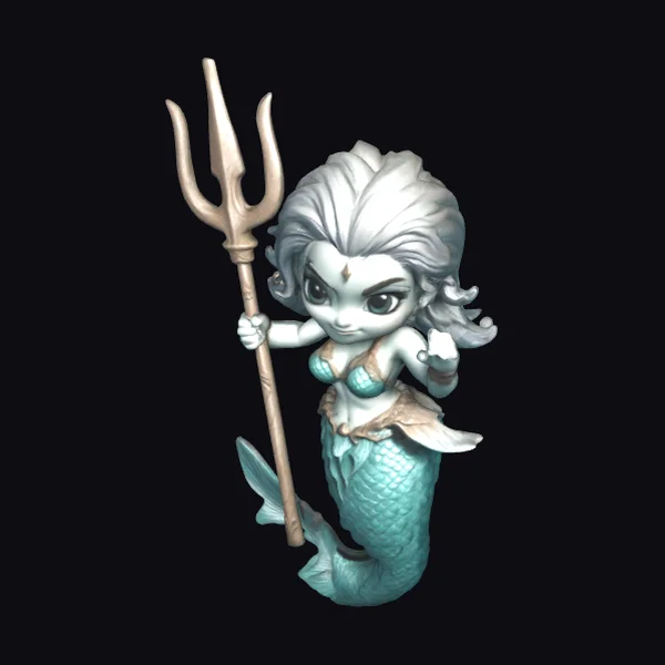 Chibi Mermaid with Trident