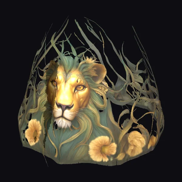 Lion with Floral Elements