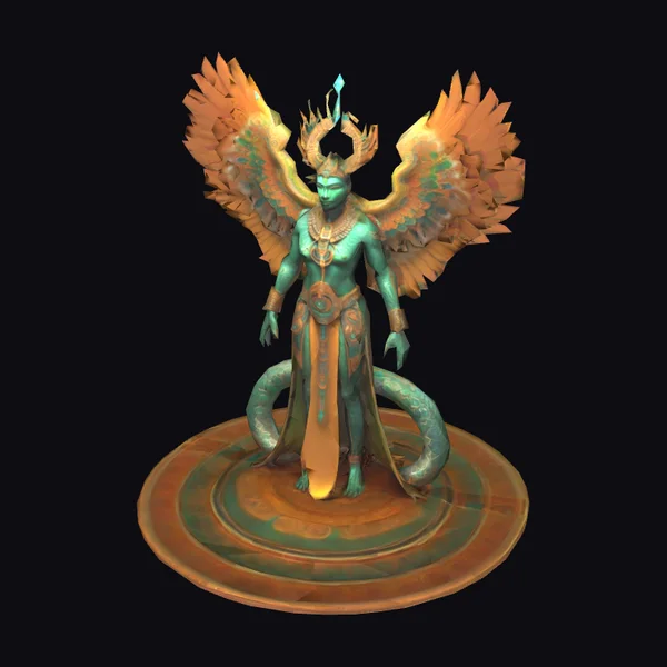 Serpentine Winged Humanoid Figure