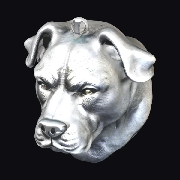 Silver Pit Bull Head