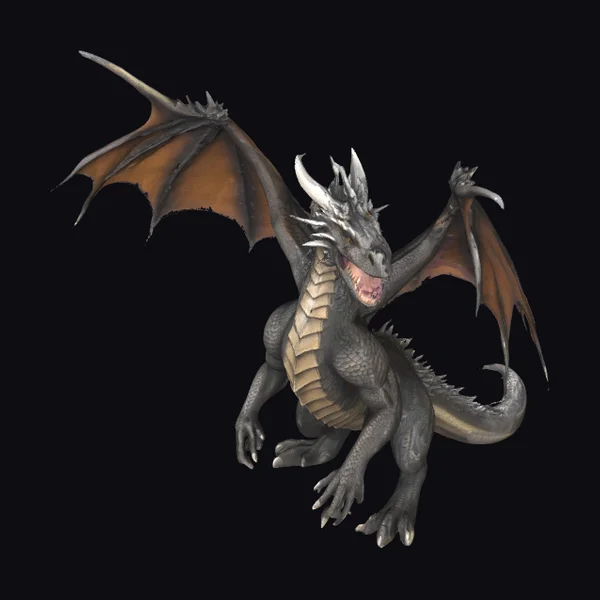 Gray Dragon with Wings