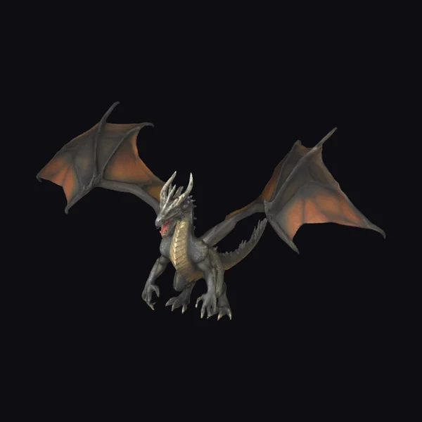 Gray Dragon with Wings