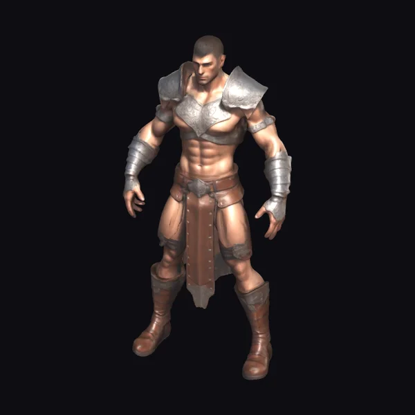 Muscular Warrior in Armor