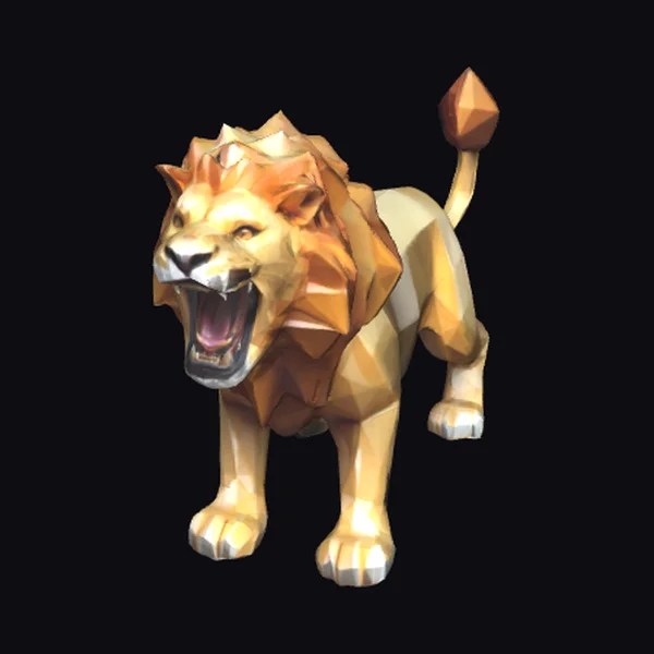 Low Poly Roaring Lion