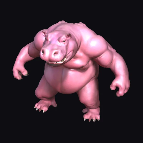 Muscular Pink Hippopotamus