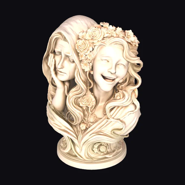 Dual Female Bust Sculpture