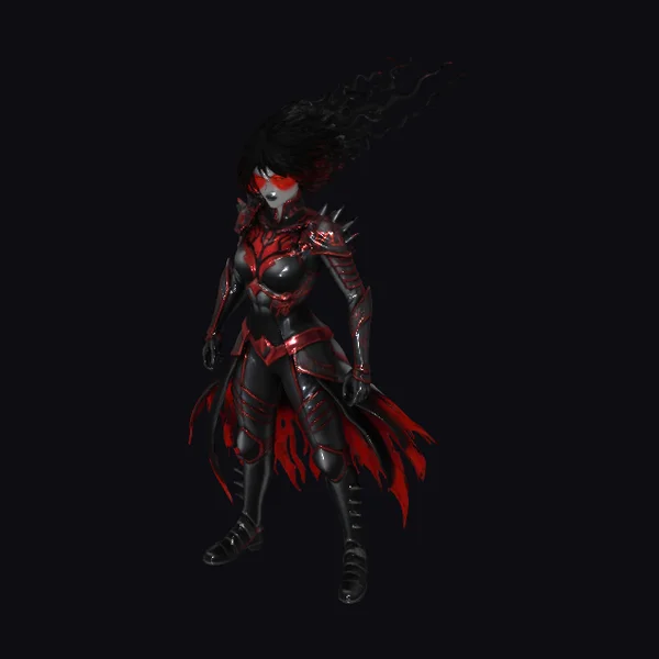 Female Warrior in Red Armor