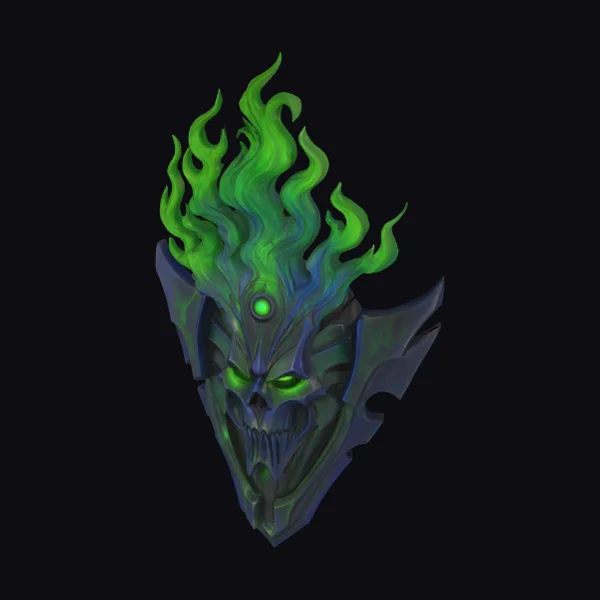Green Flaming Skull Mask