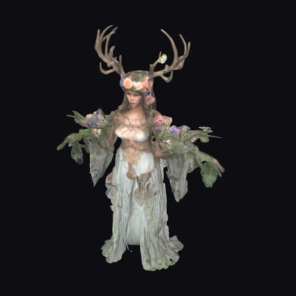 Woman with Antlers Floral Crown