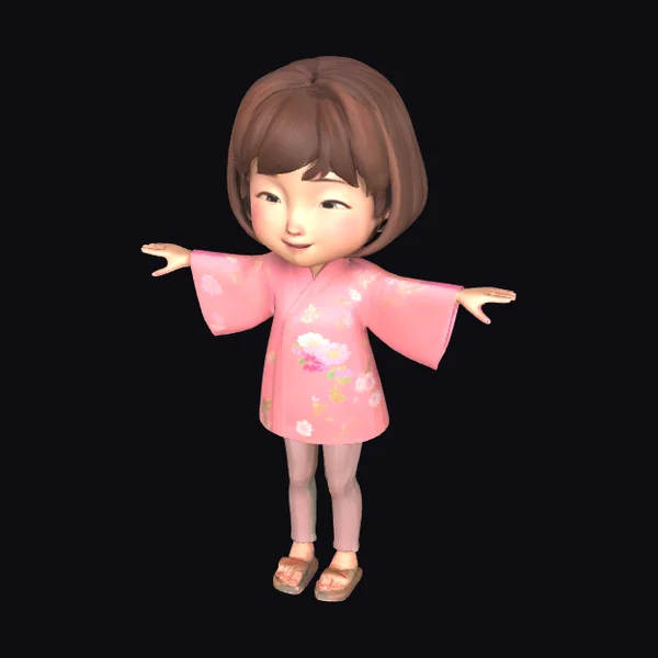 Asian Little Girl Character