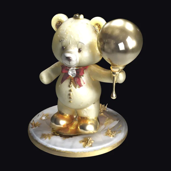 Golden Teddy with Balloon