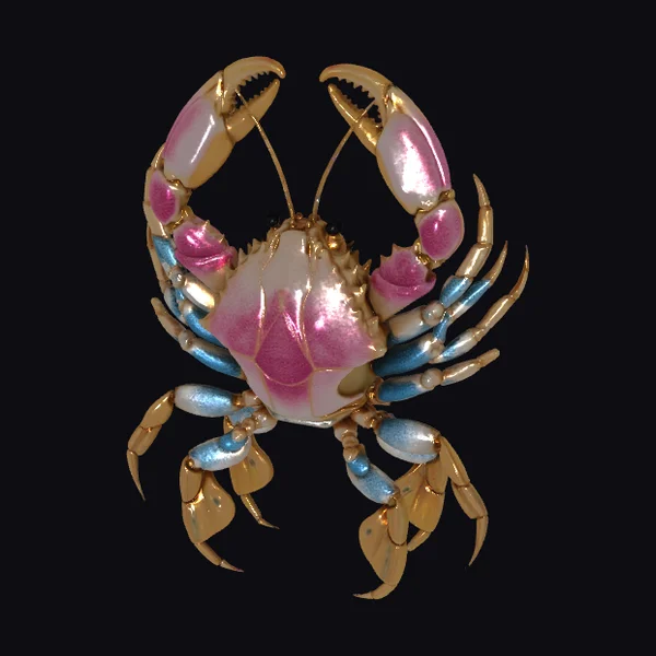 Pink Metal Crab Brooch