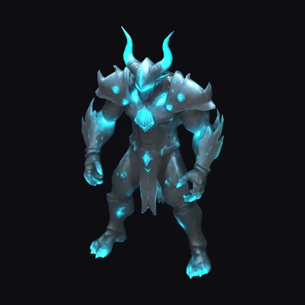 Glowing Blue Humanoid Warrior