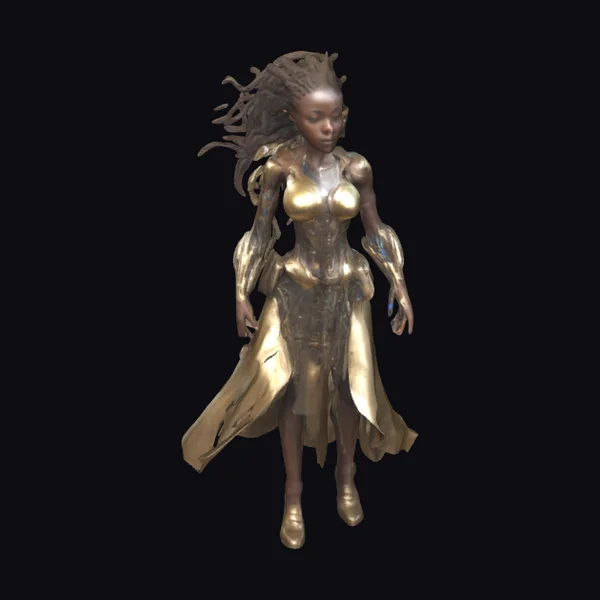 African Cybernetic Female Adventurer