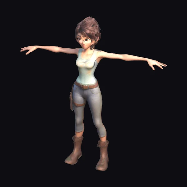 Young Female Adventurer A-Pose