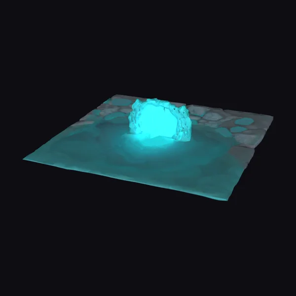 Glowing Cyan Cave Entrance