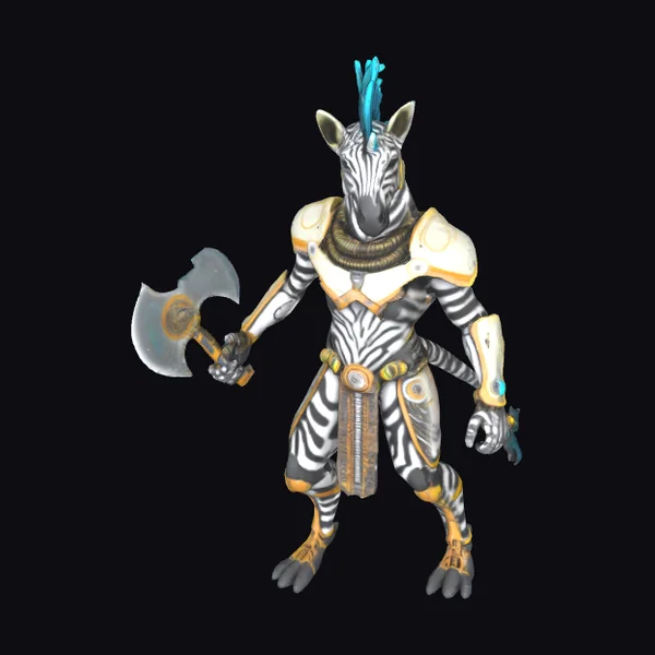 Zebra Warrior with Axe