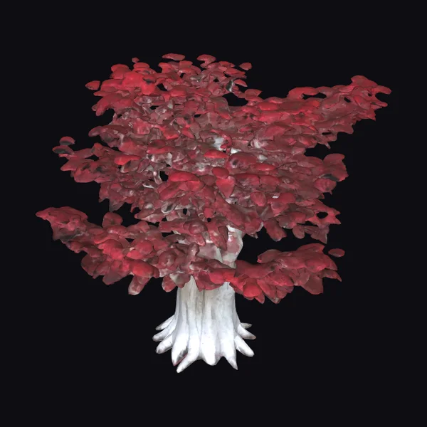Giant White Tree with Red Leaves