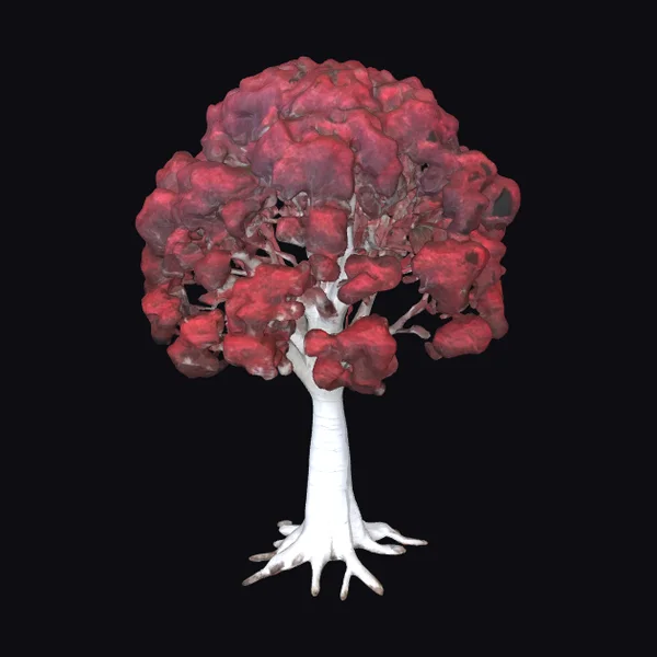 Giant Tree with Red Leaves