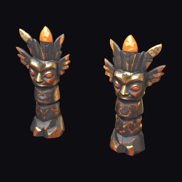 Wooden Totem Pole Heads