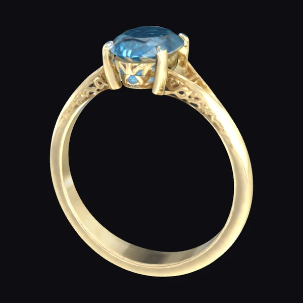 Golden Ring with Blue Diamond