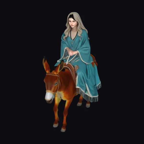 Woman Riding Brown Donkey