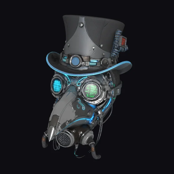 Steampunk Raven Automaton Head