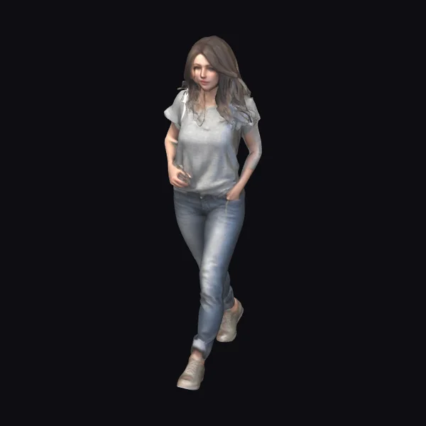 Casual Young Woman Walking