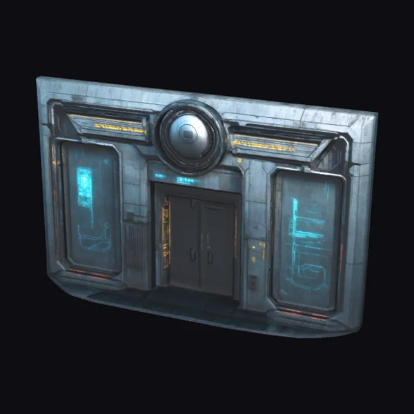 Cyberpunk Building Entrance Facade