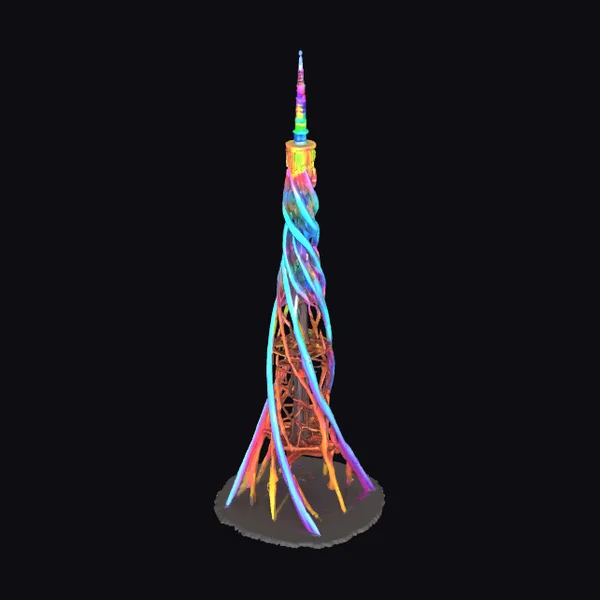 Rainbow Futuristic Radio Tower