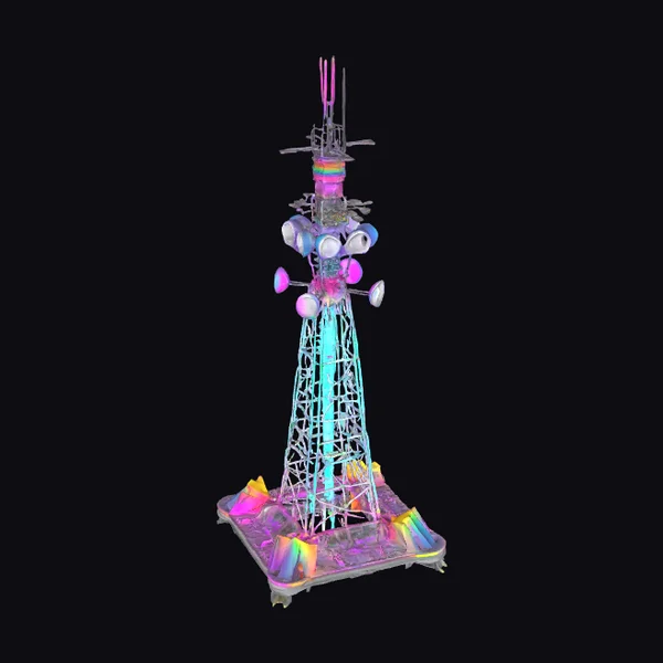 Rainbow Futuristic Radio Tower