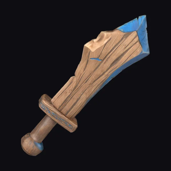 Wooden Sword with Blue Accents