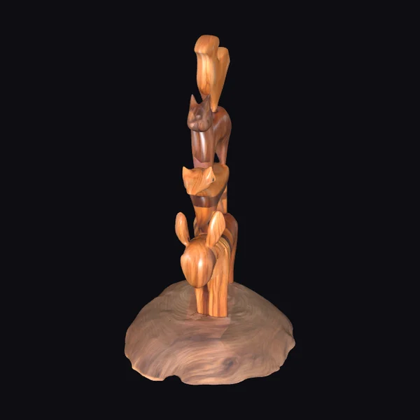 Wooden Animal Totem Tower
