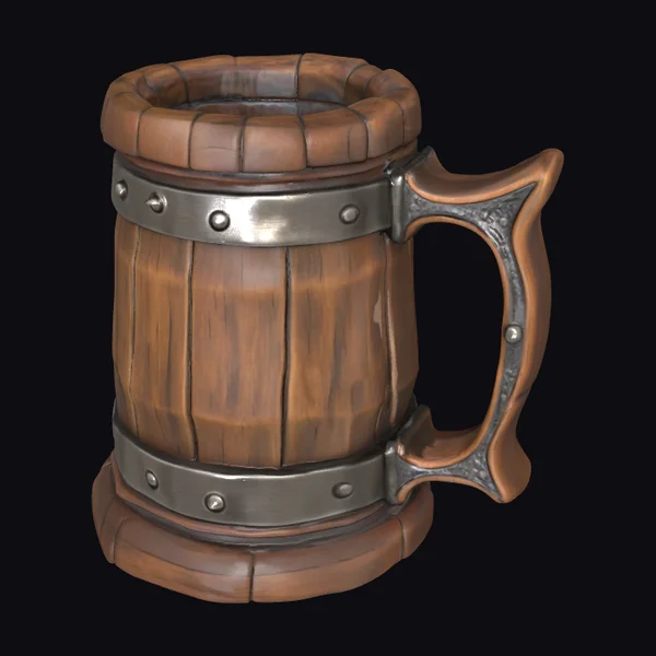 Wooden Mug with Metal Bands