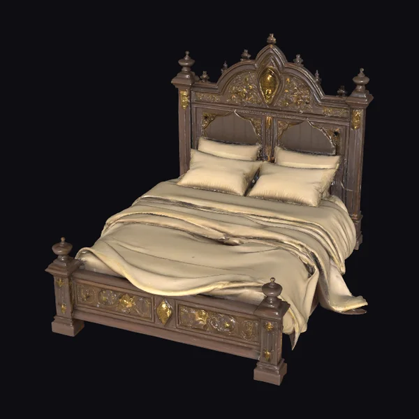 Ornate Dark Wood Bed