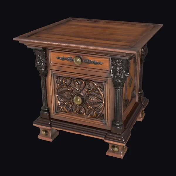 Ornate Wooden Bedside Table