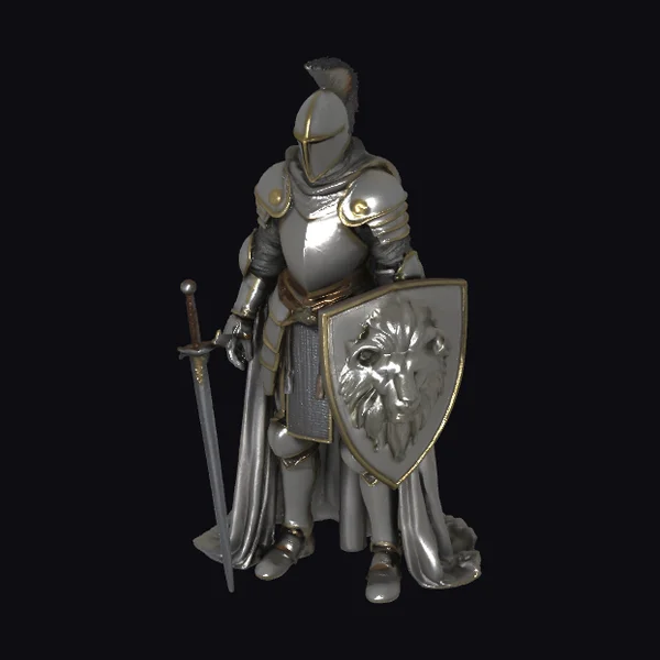 Medieval Knight with Lion Shield