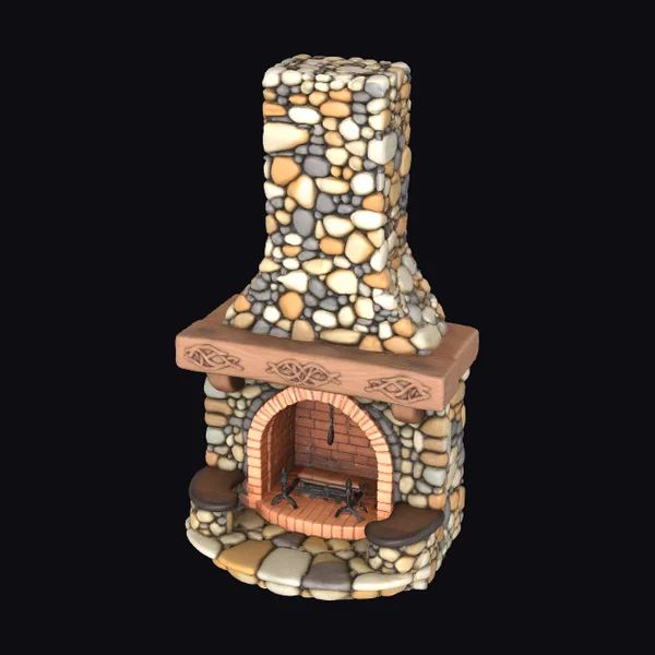 Rustic Stone Fireplace
