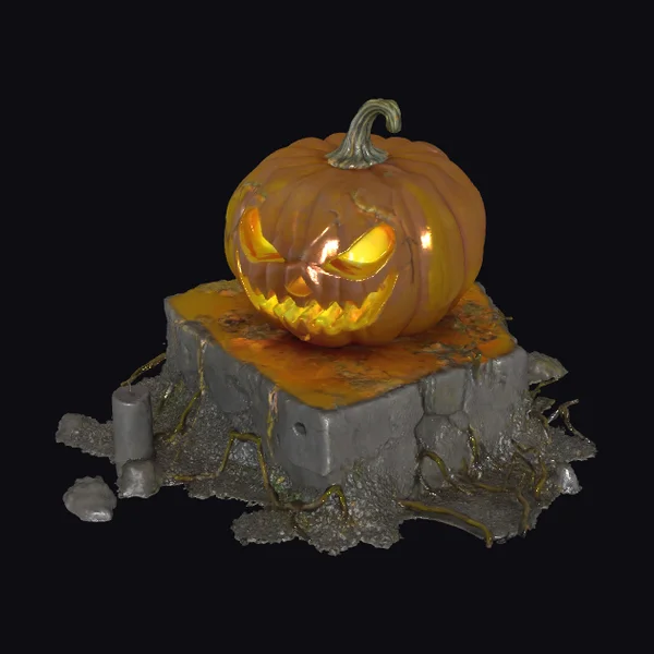 Glowing Pumpkin on Pedestal