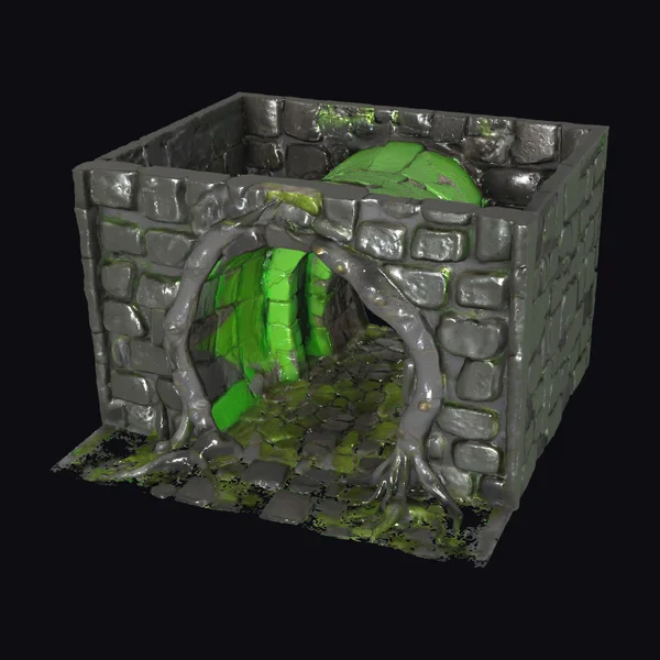 Mossy Stone Wall Segment