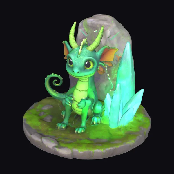 Green Dragon with Crystals