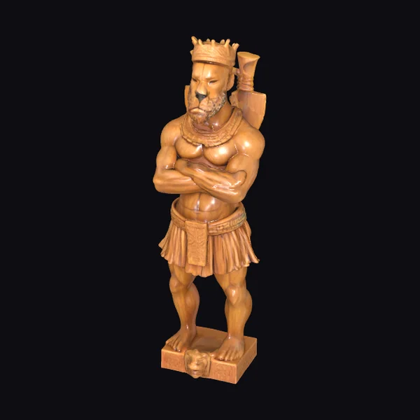 Carved Wooden African Warrior