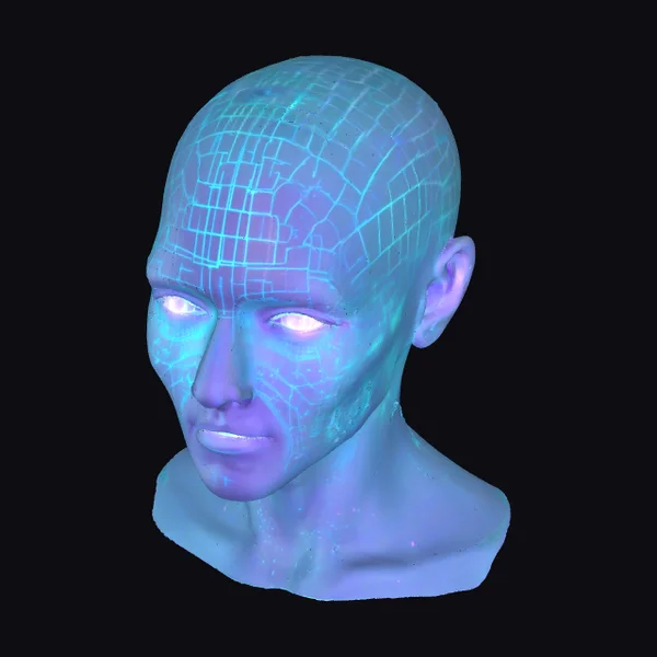 Glowing Blue Human Head