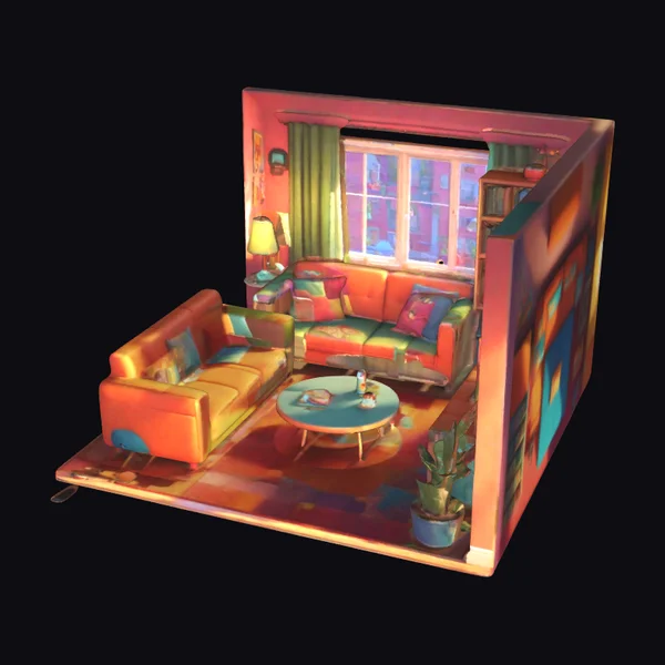 Cozy Cartoon Living Room