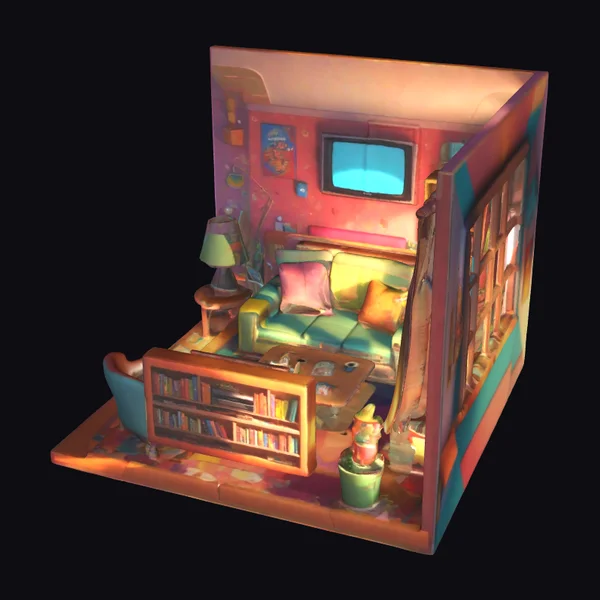 Cozy Cartoon Living Room